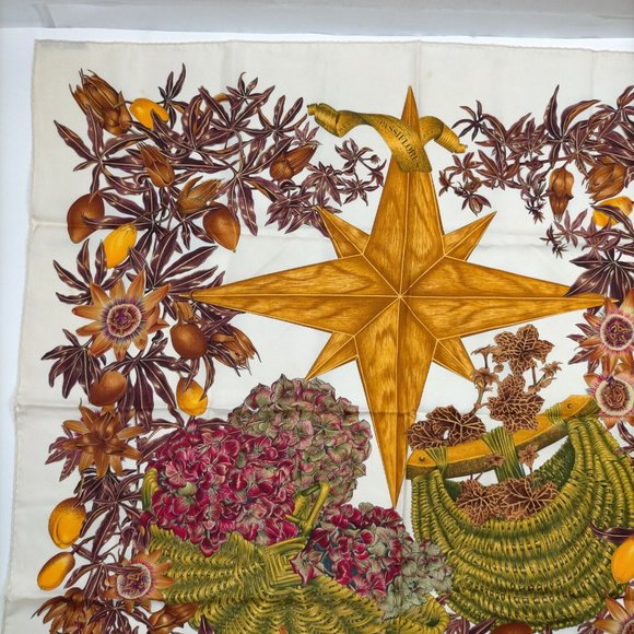 Authentic Hermes scarf Carre 90 Cream Silk100% - Picture 7 of 10